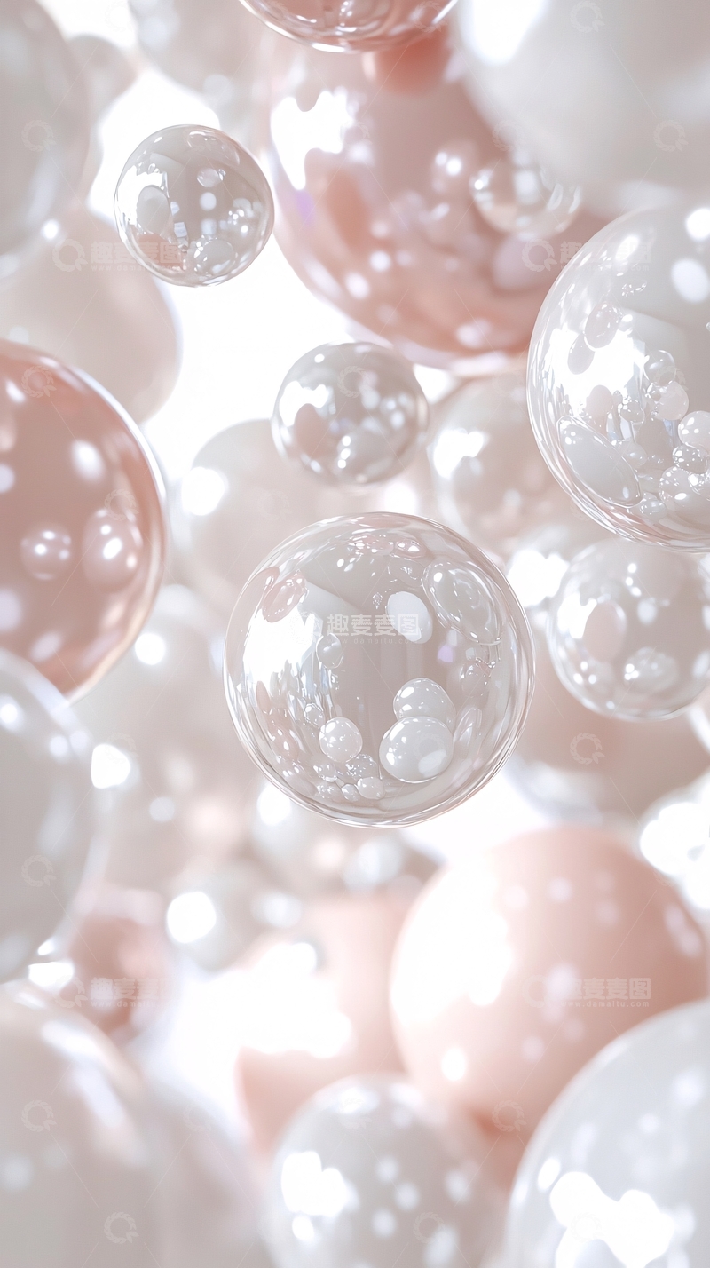 高清大图下载【趣麦麦图】漂浮的粉色和白色泡泡