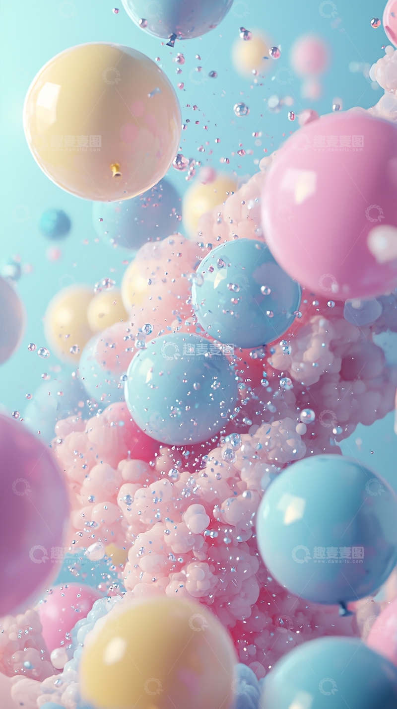 高清大图下载【趣麦麦图】彩色泡泡球背景