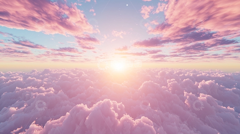 高清大图下载【趣麦麦图】粉色天空云朵日出