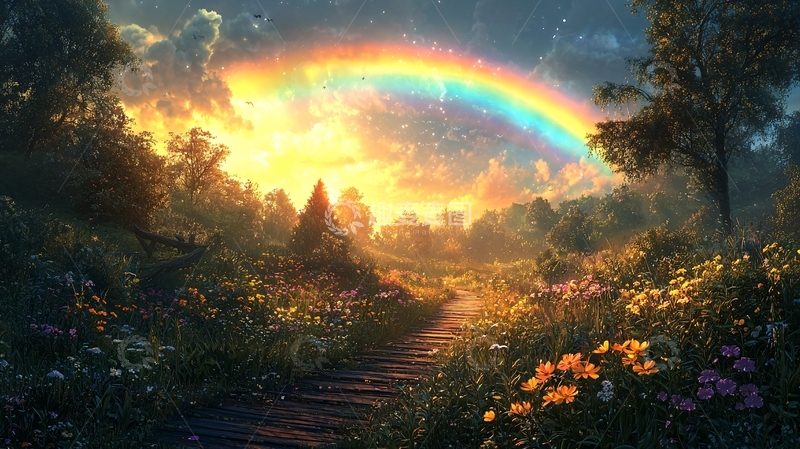 高清大图下载【趣麦麦图】彩虹森林小路