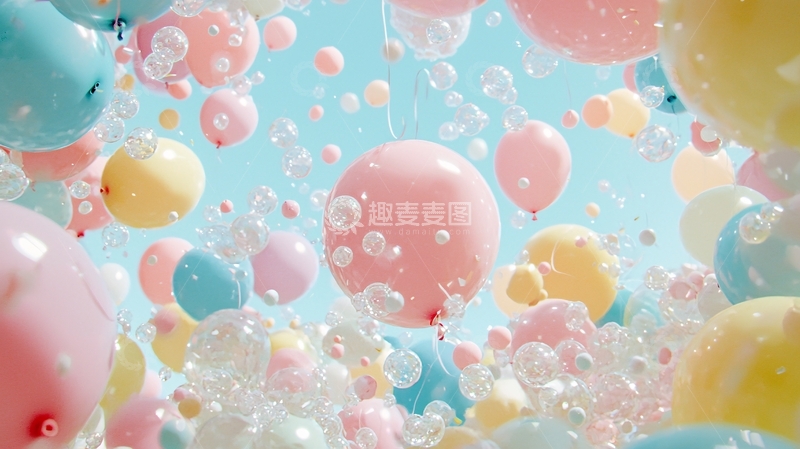 高清大图下载【趣麦麦图】彩色气球泡泡背景