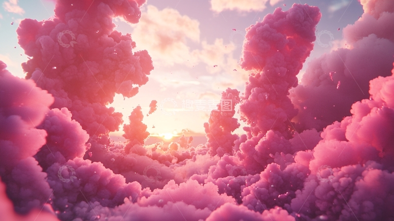 高清大图下载【趣麦麦图】粉色棉花糖天空