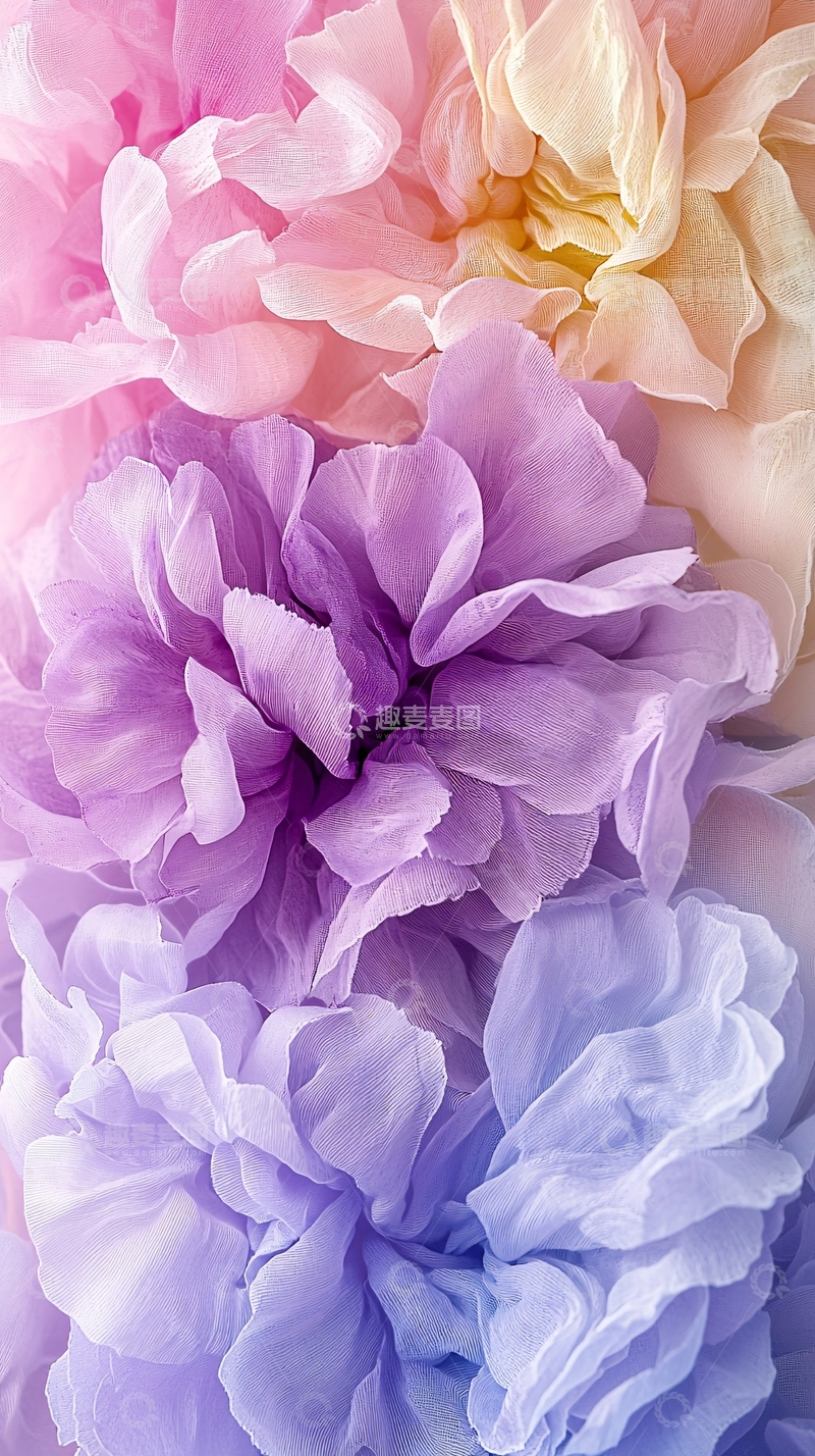 高清大图下载【趣麦麦图】梦幻渐变色系纸质花朵特写