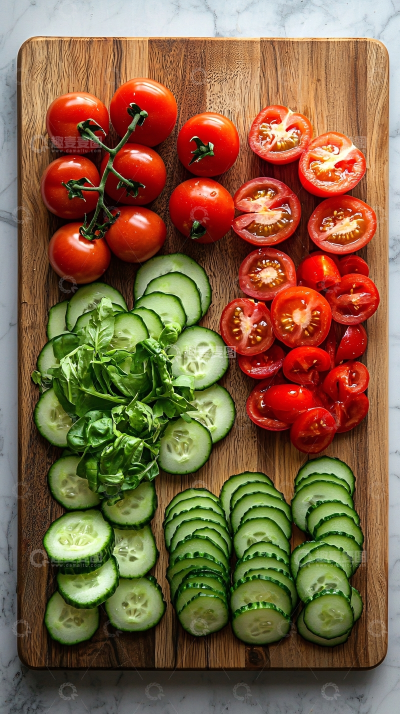 高清大图下载【趣麦麦图】新鲜番茄黄瓜拼盘