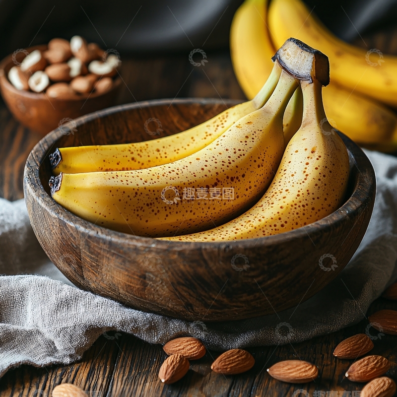 高清大图下载【趣麦麦图】香蕉杏仁静物特写