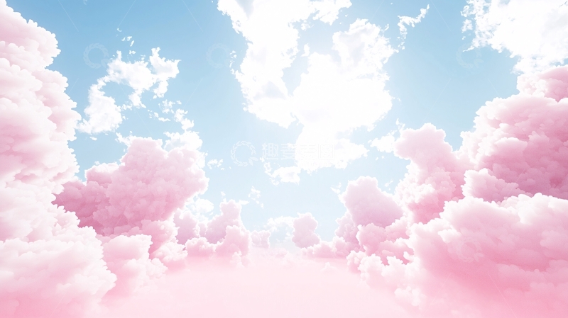 高清大图下载【趣麦麦图】粉色棉花糖天空
