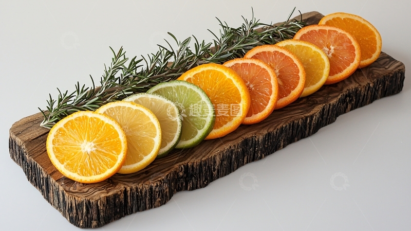 高清大图下载【趣麦麦图】水果切片木盘摆放