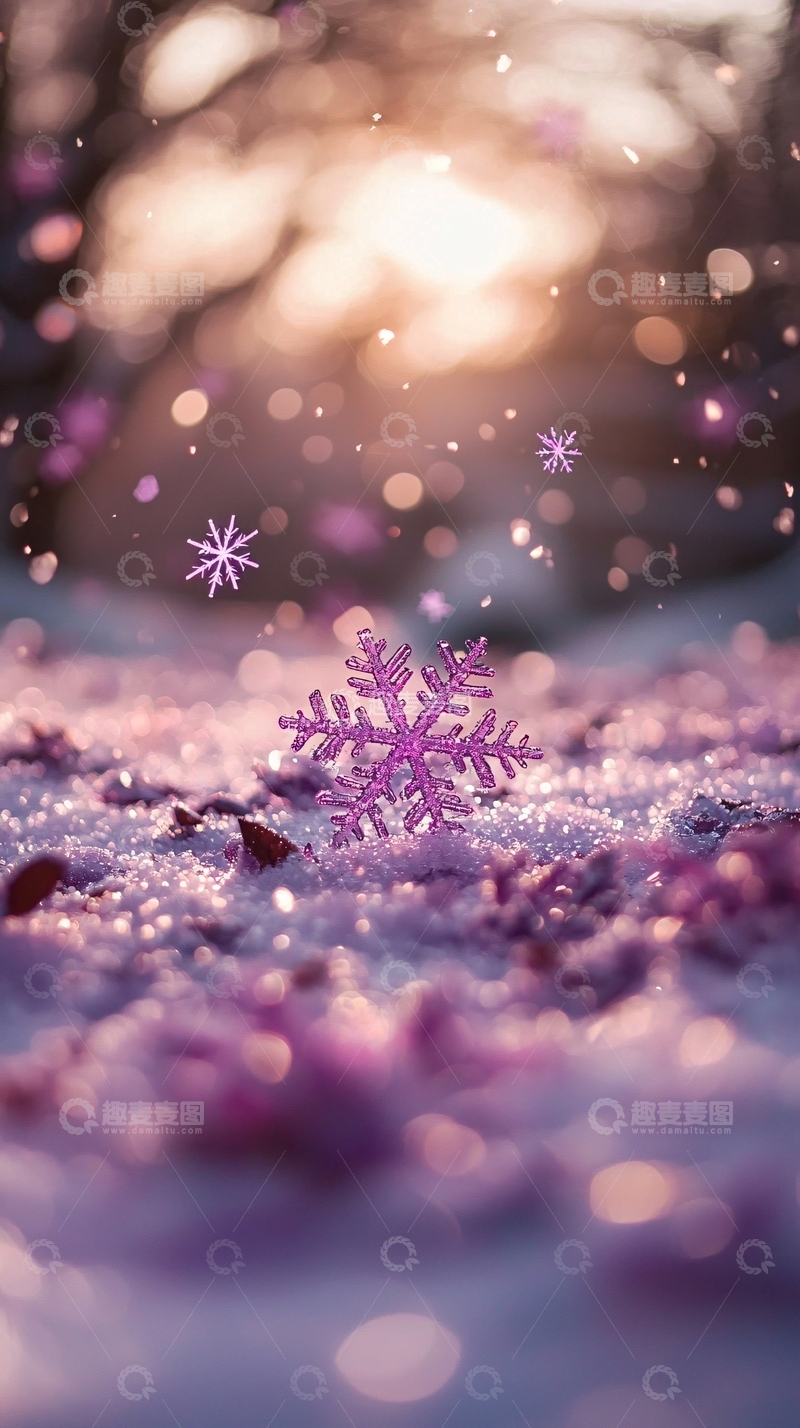 高清大图下载【趣麦麦图】唯美紫色雪花雪景
