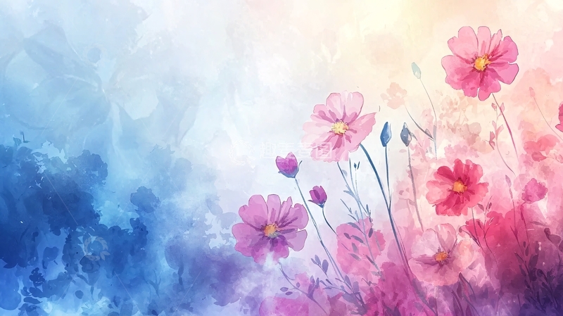 高清大图下载【趣麦麦图】水彩花卉背景10