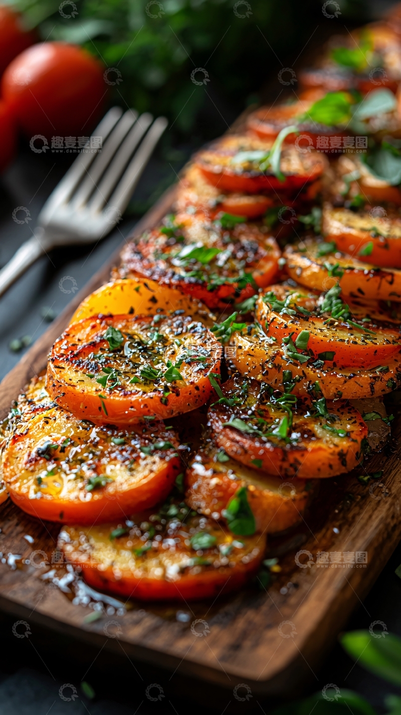 高清大图下载【趣麦麦图】烤桃子配香草