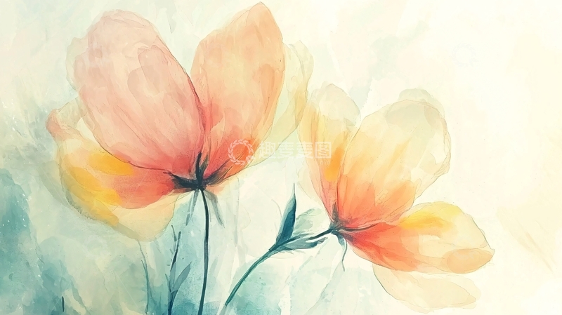 高清大图下载【趣麦麦图】水彩花朵