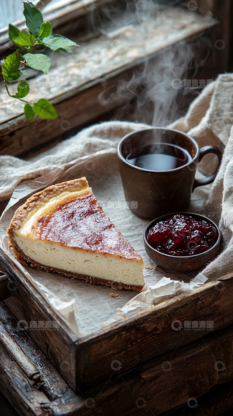 高清大图下载【趣麦麦图】美味的芝士蛋糕和热饮