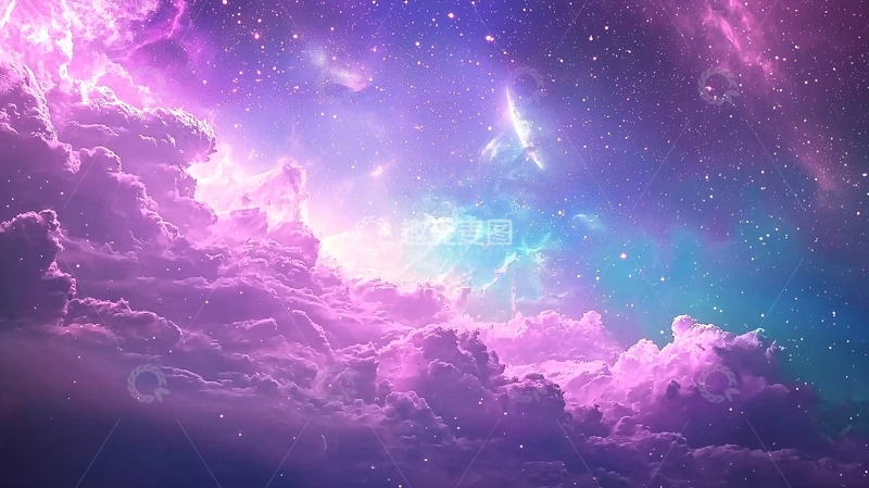 高清大图下载【趣麦麦图】梦幻紫色星空云朵