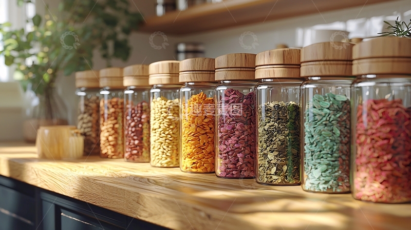 高清大图下载【趣麦麦图】-糖果色调味罐