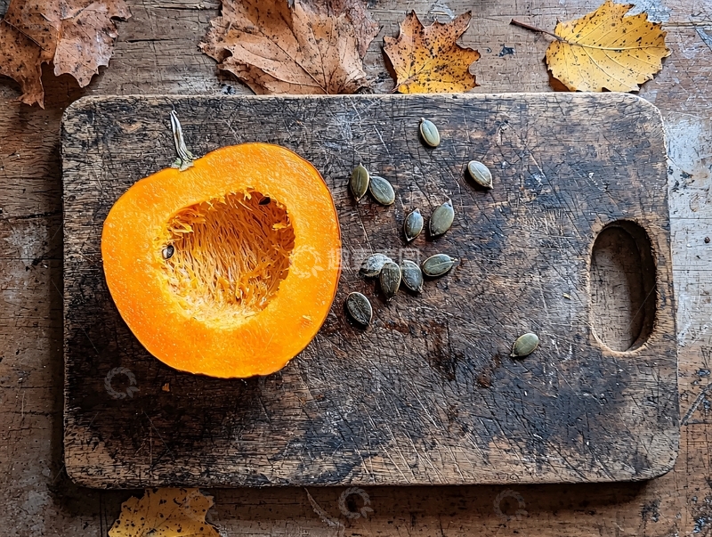 高清大图下载【趣麦麦图】切开的南瓜与南瓜籽