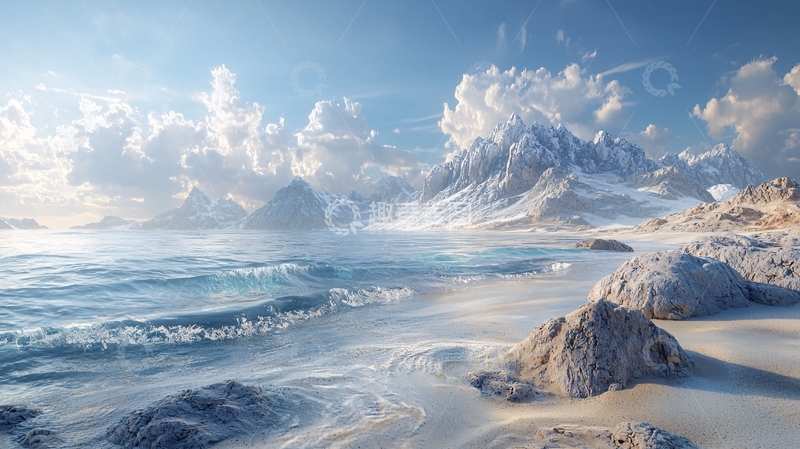 高清大图下载【趣麦麦图】雪山海滩风景