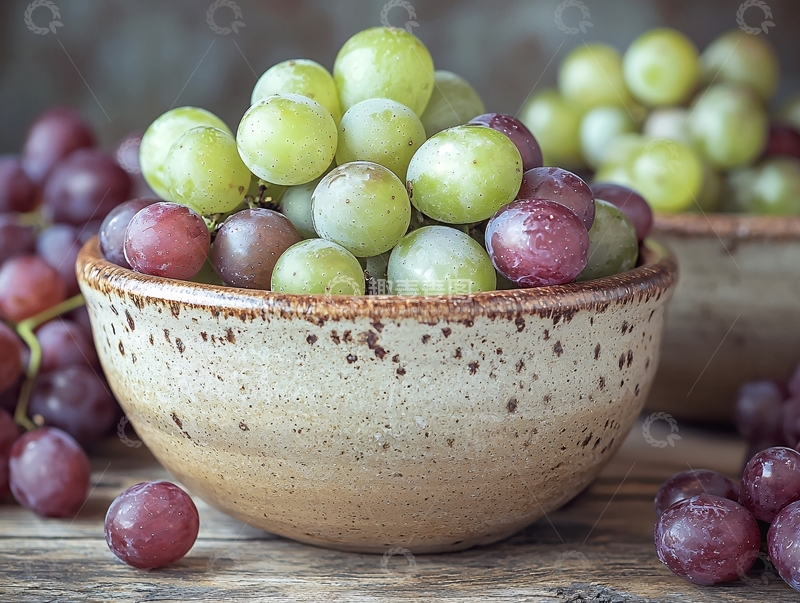 高清大图下载【趣麦麦图】绿紫葡萄在碗里特写