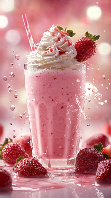 粉色草莓奶昔