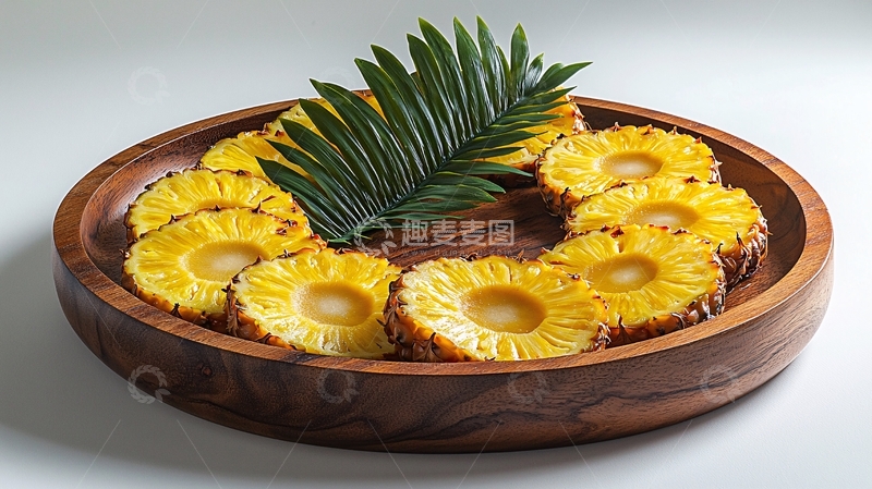 高清大图下载【趣麦麦图】菠萝切片木盘摆放
