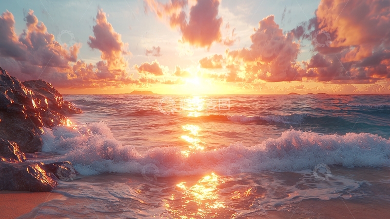 高清大图下载【趣麦麦图】海边日落美景