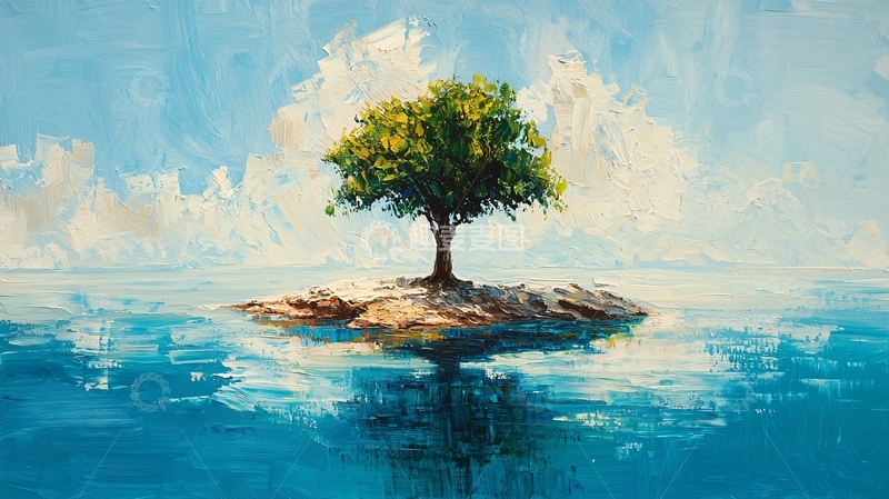 高清大图下载【趣麦麦图】孤岛上的树