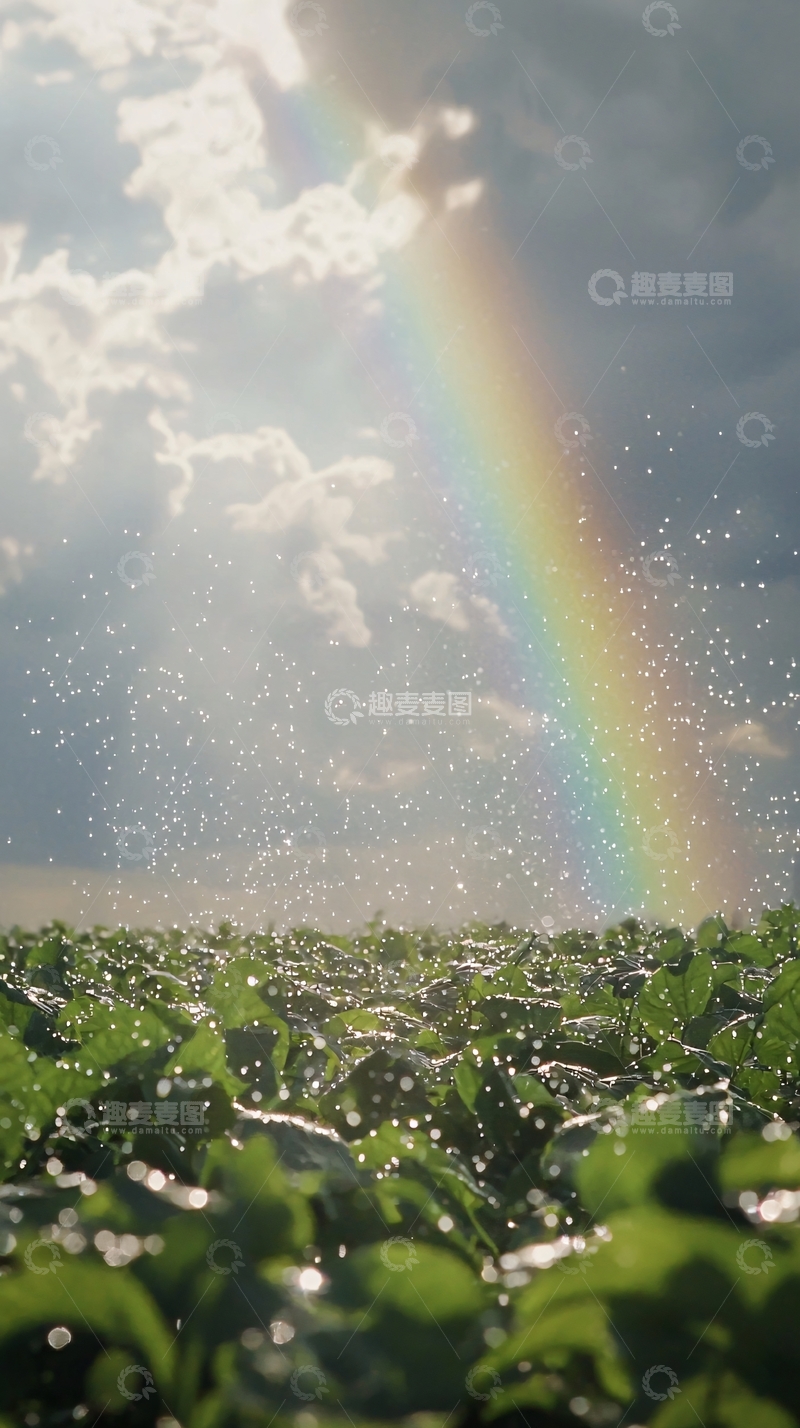 高清大图下载【趣麦麦图】彩虹雨后田野