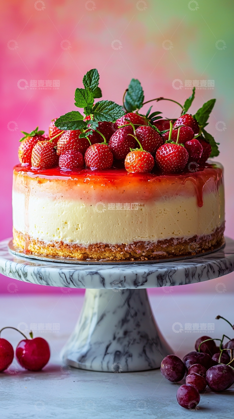 高清大图下载【趣麦麦图】草莓奶油蛋糕特写