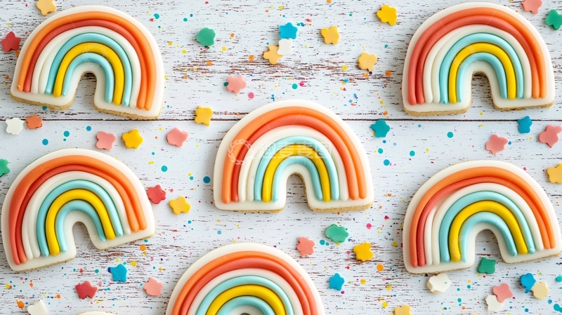 高清大图下载【趣麦麦图】彩虹糖霜饼干