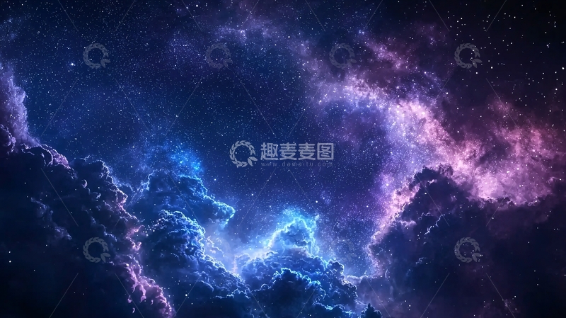 高清大图下载【趣麦麦图】深蓝紫色宇宙星云