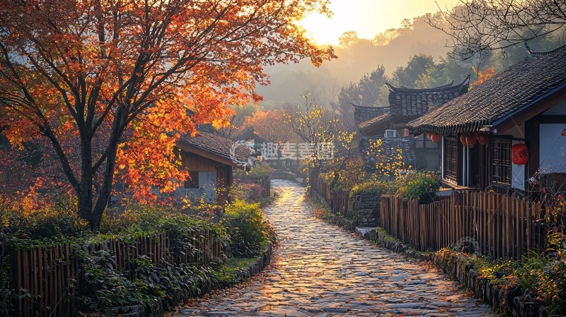 高清大图下载【趣麦麦图】秋日古村落的宁静