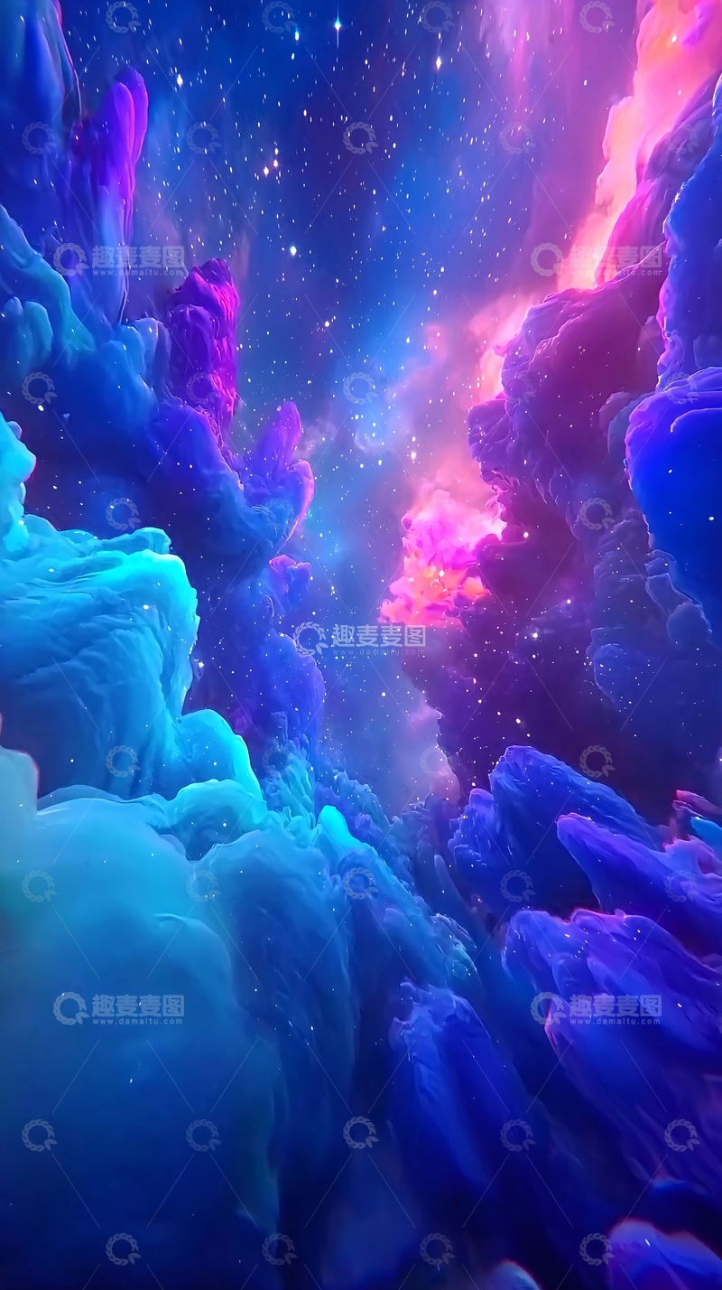 高清大图下载【趣麦麦图】梦幻紫色蓝色宇宙云彩