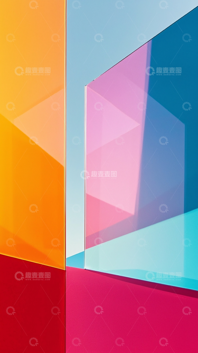 高清大图下载【趣麦麦图】彩色玻璃板抽象几何背景