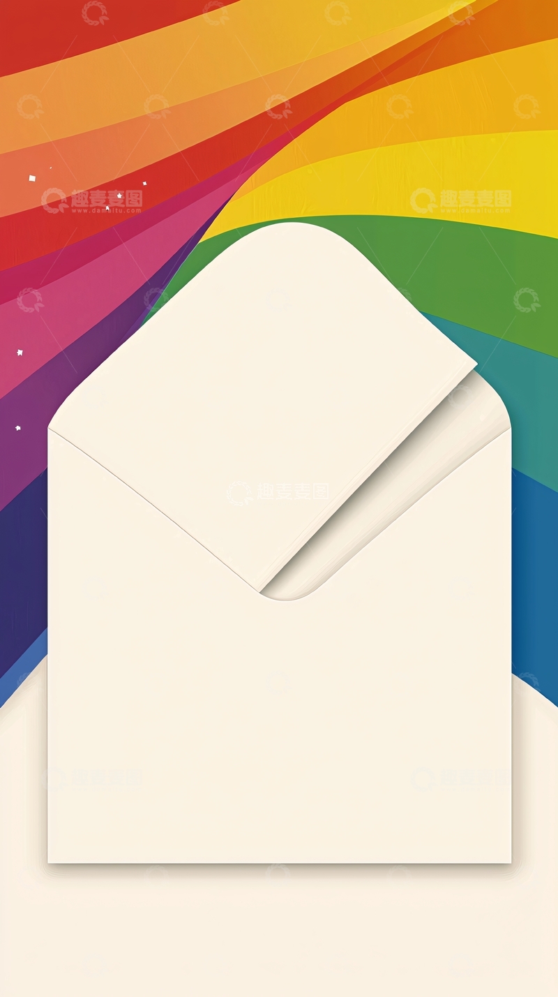 高清大图下载【趣麦麦图】彩虹背景下的白色信封