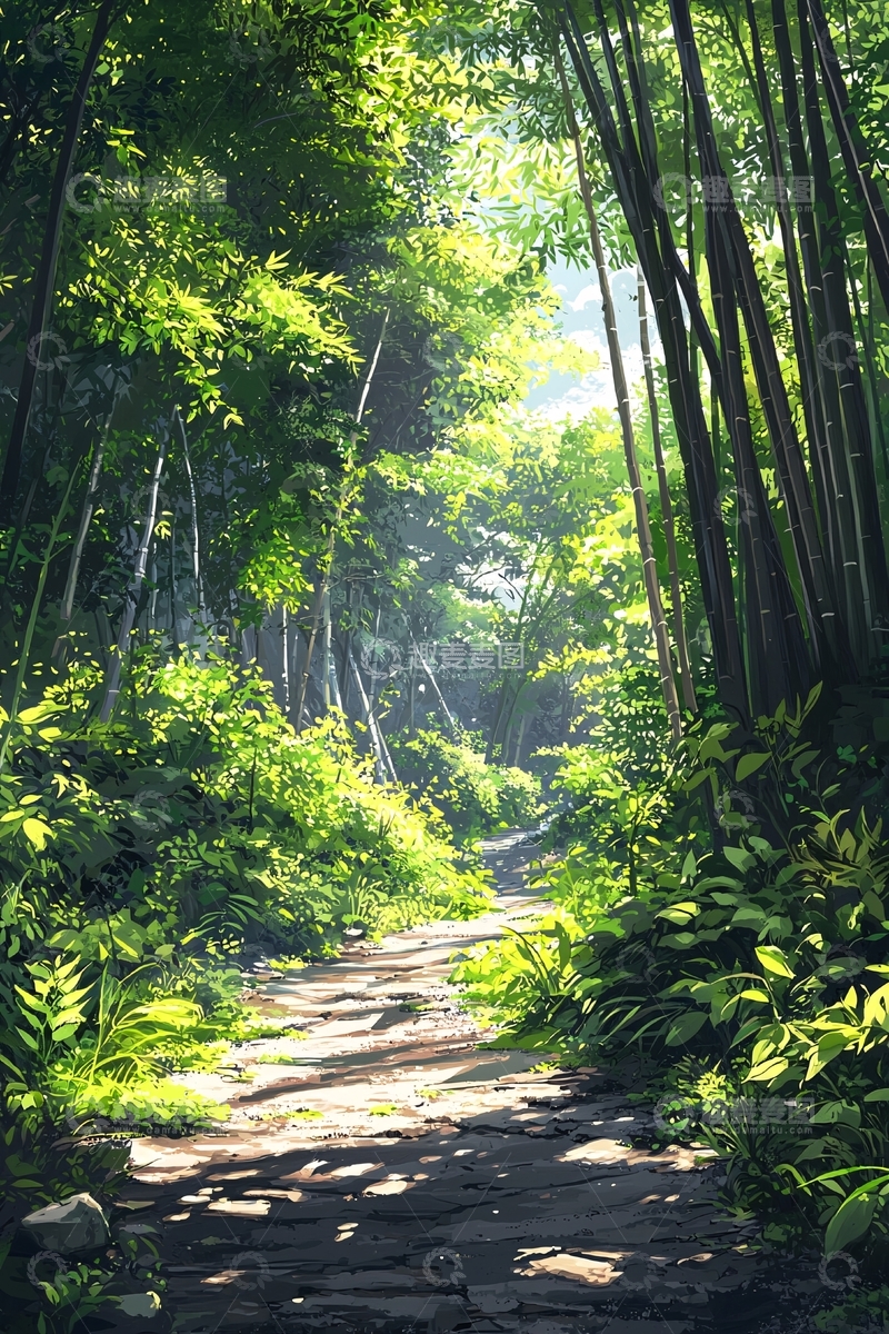 高清大图下载【趣麦麦图】阳光森林小路