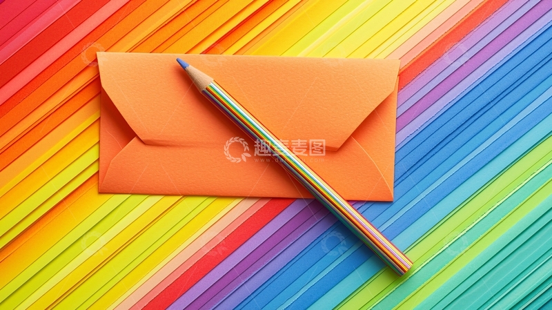 高清大图下载【趣麦麦图】彩色信封彩色铅笔