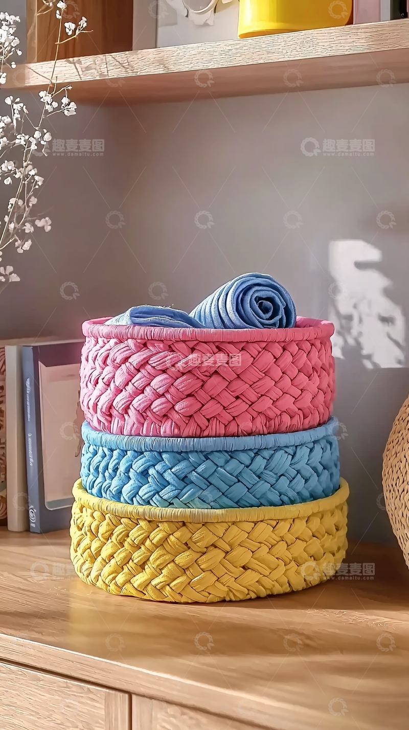 高清大图下载【趣麦麦图】编织收纳篮