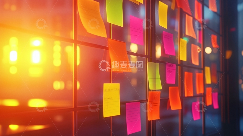 高清大图下载【趣麦麦图】彩色便签墙