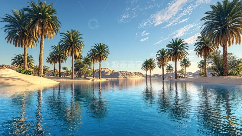 高清大图下载【趣麦麦图】沙漠绿洲