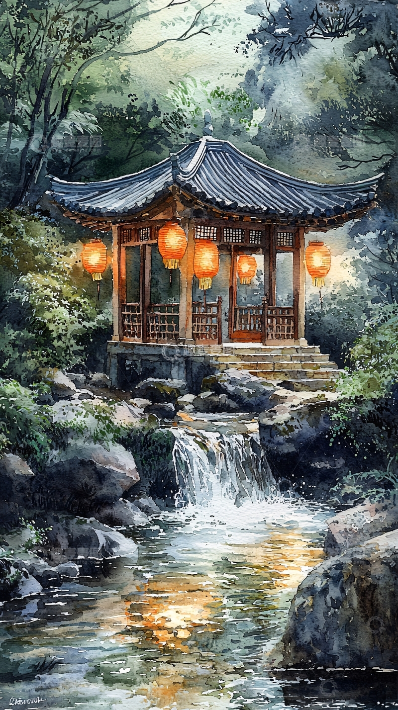 高清大图下载【趣麦麦图】中国风亭台