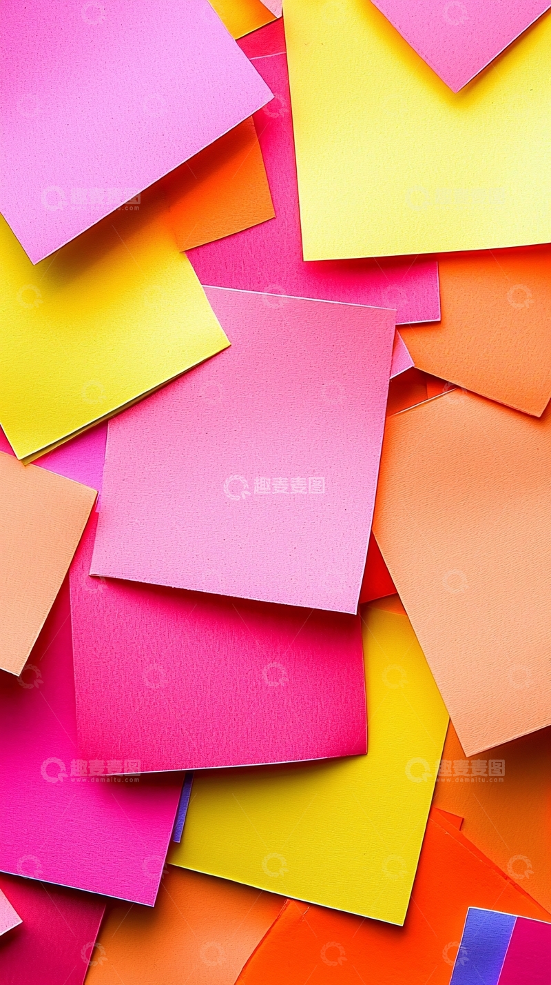 高清大图下载【趣麦麦图】彩色便签纸堆叠背景