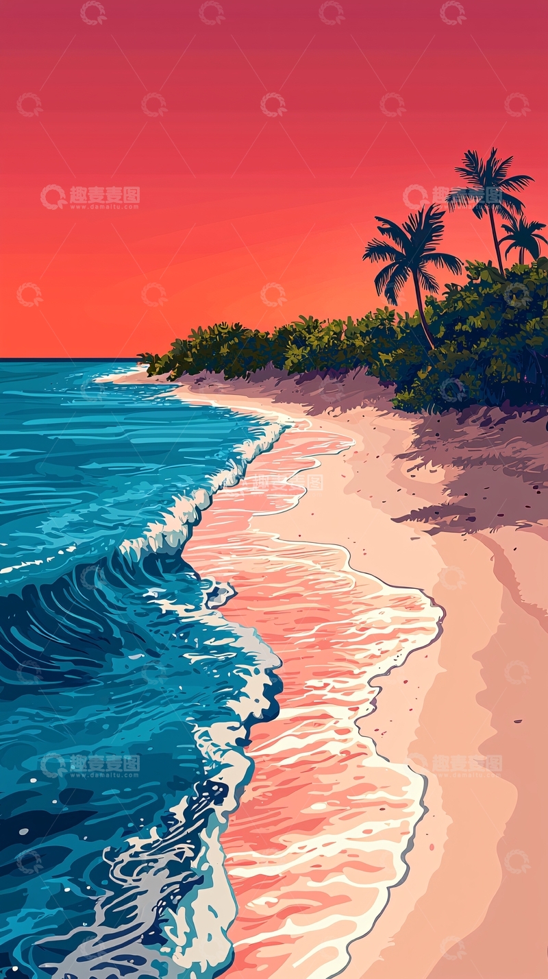 高清大图下载【趣麦麦图】海边日落