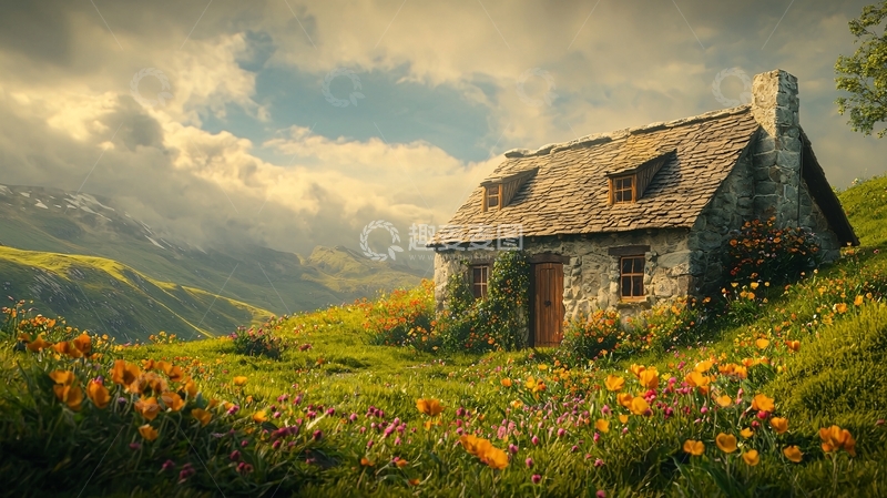 高清大图下载【趣麦麦图】山间小屋