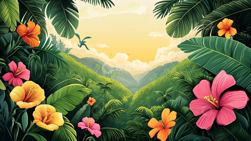 高清大图下载【趣麦麦图】热带雨林花卉山景