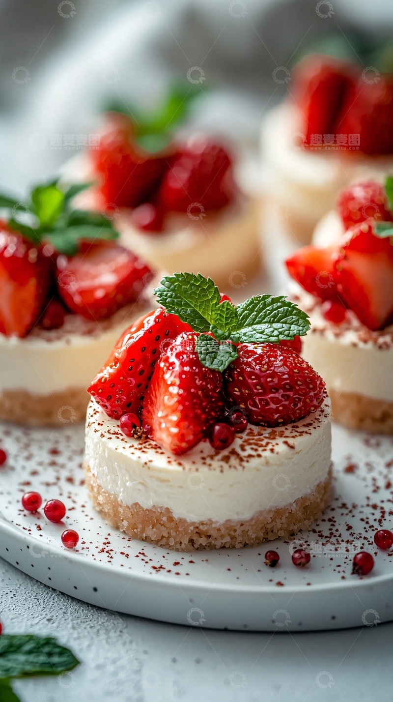 高清大图下载【趣麦麦图】草莓迷你芝士蛋糕