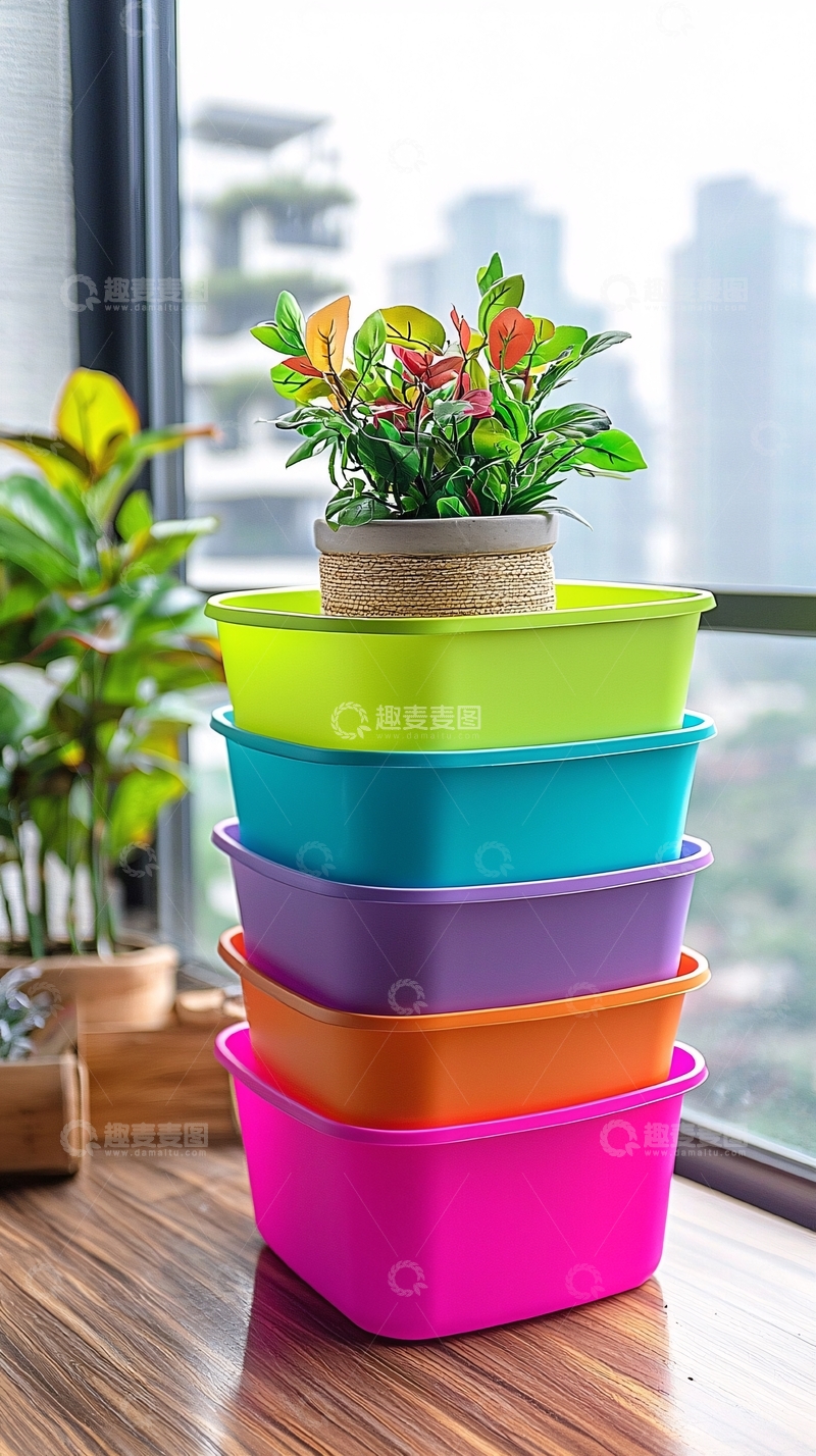 高清大图下载【趣麦麦图】彩色塑料盆