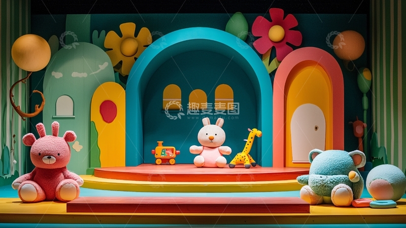 高清大图下载【趣麦麦图】卡通玩具舞台背景