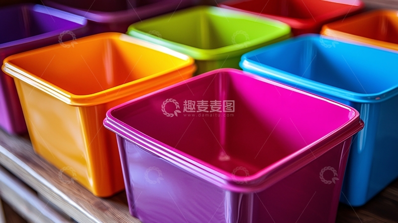 高清大图下载【趣麦麦图】-彩色塑料收纳盒