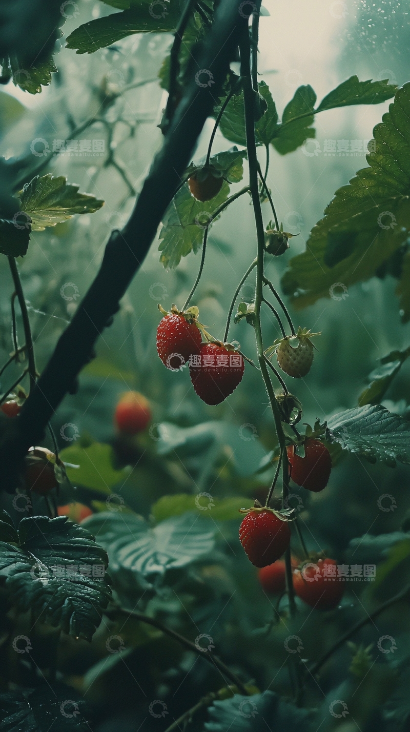 高清大图下载【趣麦麦图】雨中草莓