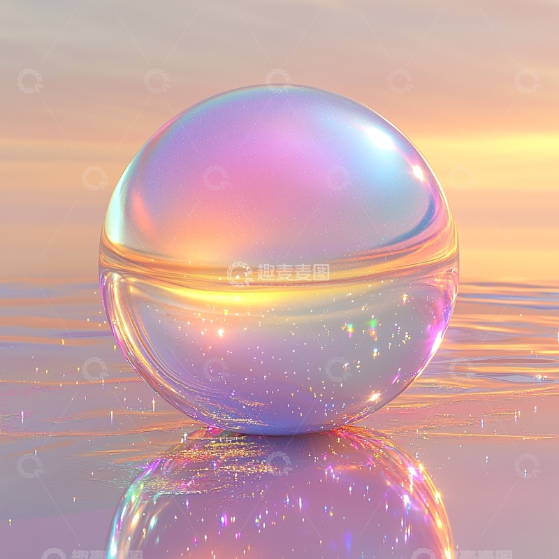 高清大图下载【趣麦麦图】彩色光晕的透明球体
