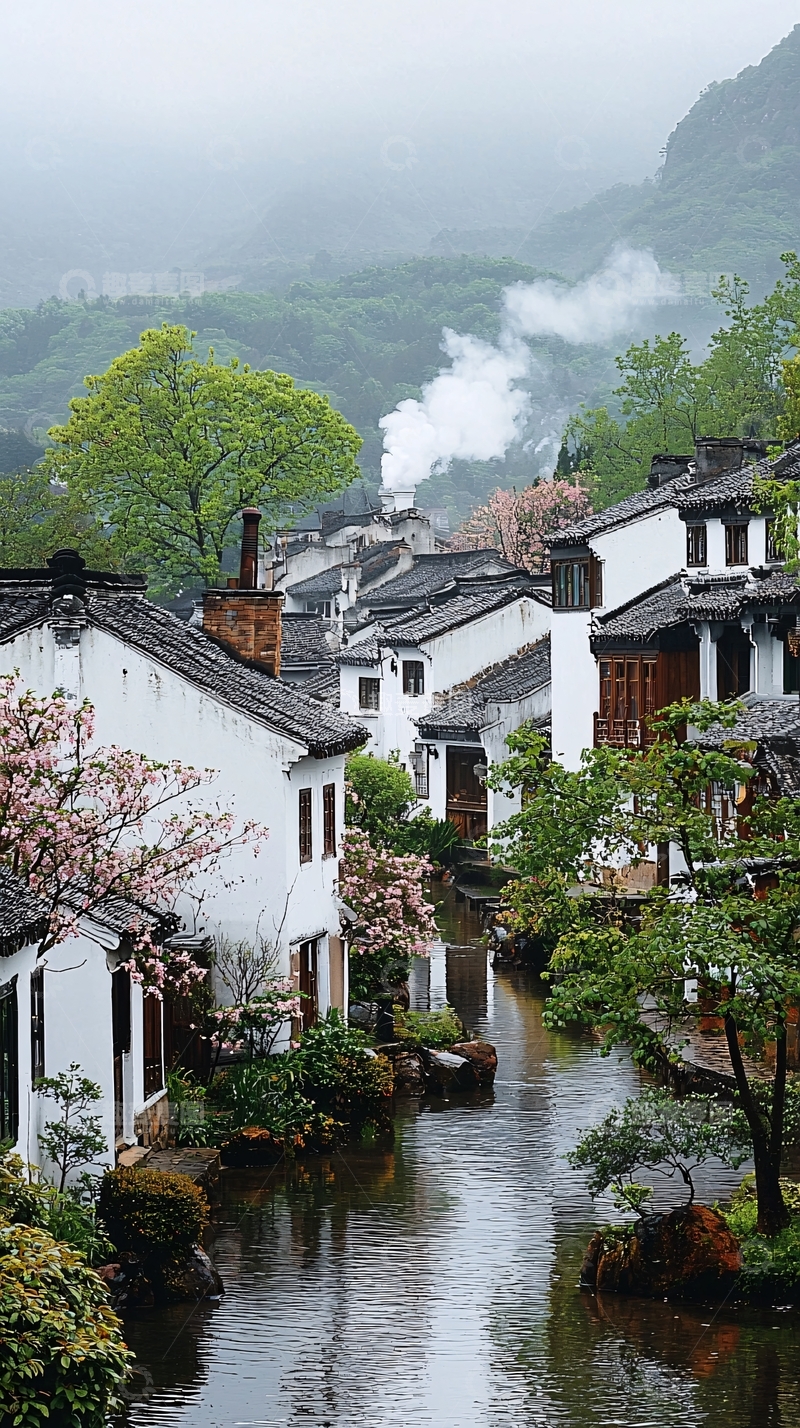 高清大图下载【趣麦麦图】水墨风江南古镇村落